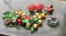 Christbaumschmuck aus Watte 2 große Pilze, diverse andere Pilze, Hagebutten usw