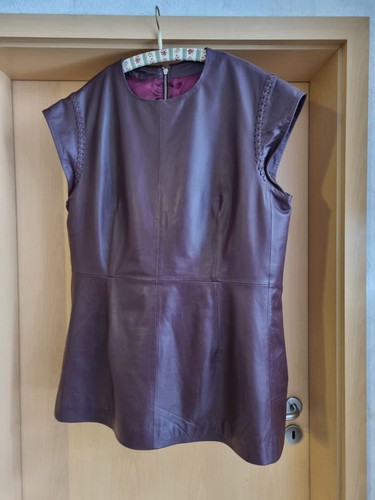 Leder minikleid weinrot - minikleid,