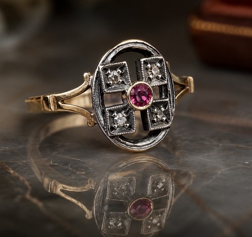 Ring 750 gold - ring,, rubin