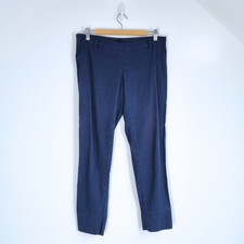 120% Lino Leinen Hose 8 dunkelblau Zigarette Low Rise Slim Fit Arbeit Sommer