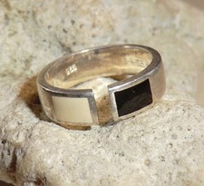 ESPRIT 925 Silber Ring modern offen 4,9 Gramm schwarz weiß Emaille Gr. 17mm/ 54