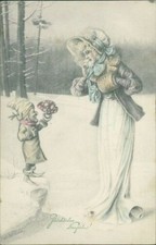 Ansichtskarte Neujahr Neues Jahr 1905 Dame Zwerg Gnom  (9873)