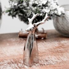 Rentierbüste, klein, Chabby Chic | Aluminium, Silber | H 17,0 x B 4,3 cm