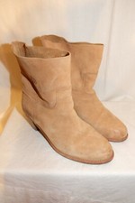 SHABBIES Amsterdam trendy Stiefelette Boots Schlupfstiefel Leder natur 41