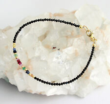 Schwarz Spinell mit Rubin Saphir Smragd Armband Edelstein  Bunt - farbe 19,5 cm