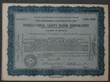 Lot 26 X International Safety Razor Corporation B 1920er 100 Shares