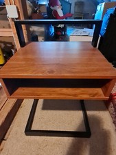 Beistelltisch, eckiger Nachttisch mit Fach Walnuss Retro Optik