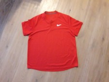 Nike Shirt, mit Knöpfen, dri-fit, Tennis, Laufen, Rot , Herren, Größe: XL,  Top 