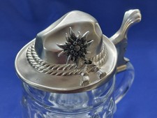 Orginial BMF Bierseidel (Bierkrug) mit Zinndeckel und Edelweiß.