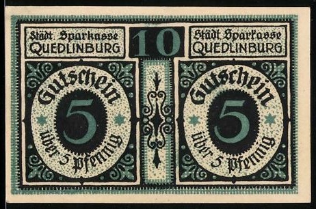 Notgeld quedlinburg 5 - notgeld, quedlinburg,