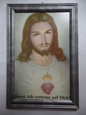  Christus Bild Nr. 30 mit Rahmen Sonderpreis 2.Wahl, Jesus ich vertraue auf Dich