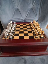 Schachspiel Schachbrett Premium Kompakt Mahagony Rot