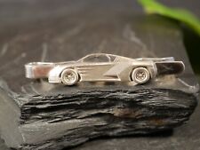 925 Silber Krawattennadel Auto Struktur Motorsport Bolide Massiv Zeitlos