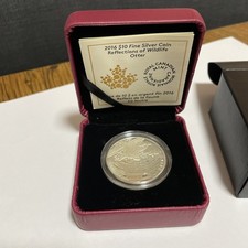 2016 $10 Fine Silver Coin Reflections of Wildlife Otter Royal Canadian Mint