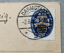 AK Deutsches Reich Nothilfe Mi 377 Darmstadt 1926, gelaufen