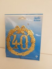 Zahl Jubiläum 40 Jahre Kranz Deko goldfarben Hochzeit Geburtstag Vintage neu OVP
