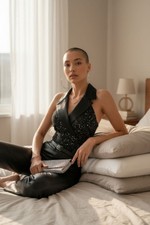 Glitzerndes Neckholder-top Top