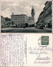 Postcard Znaim Znojmo Markt, Bus - Geschäfte 1938