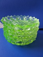 Art Deco Uran Glas Dessert Set Antik 1920-1930, unbeschädigt;