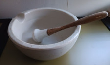 alter Apotheken MÖRSER xxl Ø26cm Porzellan gemarkt, + Stößel/Pistill, Holzgriff