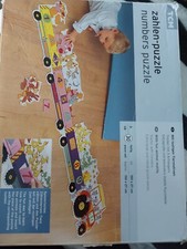 Zahlen Puzzle  Extragrosse Stabile 30 Puzzleteile Trecker Mit 3 Anhängern 