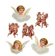 Alte Glanzbilder Oblaten Scaps Engel  ... max.6cm  Rar!!