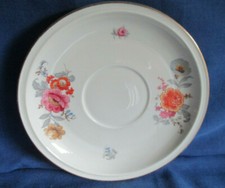  Rosenthal, Untertasse  18 cm, Winifred bunte Blume Goldrand, elfenbein, weitere