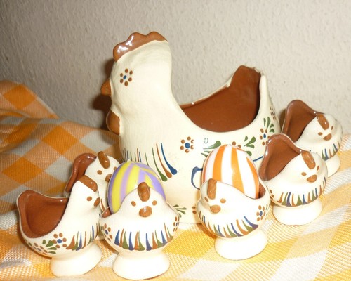 Retro keramik eierbecher set - retro,