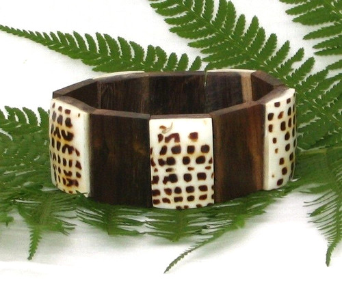 Armband muschel holz dehnbar - holz,