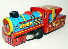 Blechspielzeug Lokomotive Schwungrad 60er/70er Jahre lithographiert MASUYA TOYS