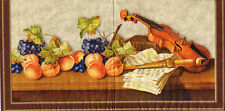 3 Cocktail Servietten ~ Stillleben, Violine, Noten, Obst, Pfirsiche, Wein~ 25x25