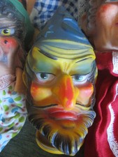 Sechs alte Handpuppen, s. alle Bilder und Beschreibung, ca. 70er