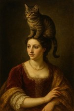 Frau Dame Mit Katze Öl