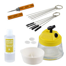 Agora-Tec® Airbrush Reinigungs set Zubehör Cleaning Pot Bürsten Nadeln säubern