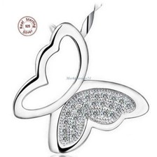 Schmetterling Anhänger Kordelkette 925 Silber Glück Geschenke Damen Halskette