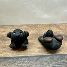 2x Maulwurf Figur Speckstein