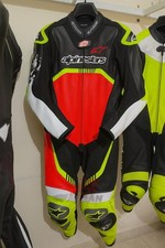 maßgeschneidert Style Rot Schwarz Neon Leder Motorrad Rennanzug CE Armor Level 2