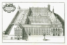 München Jesuitenkolleg Original Kupferstich Merian 1644