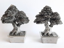 2 Bonsai Miniatur Bäume-Silber Deko-Figur für Vitrine