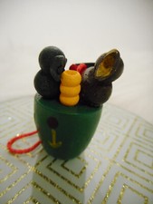 Anhänger Osterschmuck ★Körbchen m. Vögelchen★ Ostern Strauchschmuck Holz  DDR👍