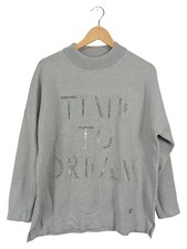 GEORG STIELS Damen Pullover Gr. 42/44 Grau Schriftzug 'TIME TO DREAM' Strass