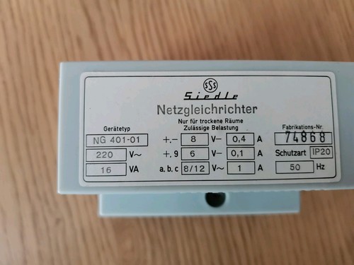 Siedle netzgleichrichter - netzgleichrichter, ng