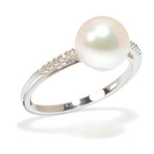 Perlring aus 585er Weißgold