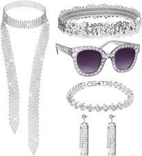 6TLG Disco Outfit Damen Accessoires Hippie Accessoires Haarband Sonnenbrille