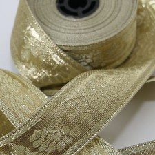 Borte 1M Bordüre lfm Goldborte Webband Sariborte Mittelalter Gold Breit 35mm