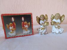 2er Set Porzellan Kerzenhalter Engel weiß-gold, Höhe 9 cm, OVP 