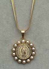 Heilige Maria Anhänger Mit Halskette Edelstahl Gold Gottesmutter Immaculata Gott