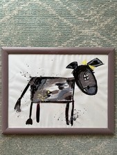 Bild, handgemalt, gerahmt, Esel