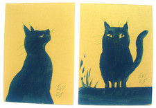 Schwarze Katze ACEO Original