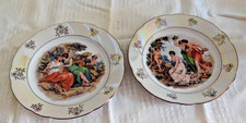 2  verschiedene Perlmutt  Porzellanteller, mit Nymphen, Kahla, Thüringen, DDR